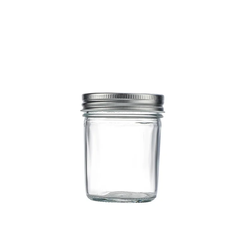 Manufacture Empty Mini Caviar Jelly Jam Containers 200ml 230ml 250ml Wide Mouth Glass Mason Jar Glass Jam Jar With Metal Lid