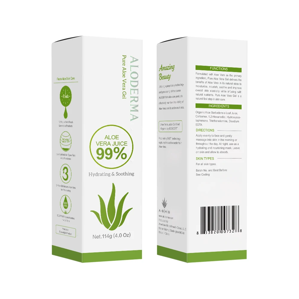 Natural 100% pure soothing aloe vera gel for face Hydrating, Moisturizing, Soothing, Acne Eliminating and Repairing