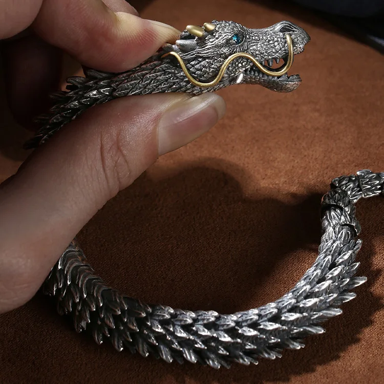bracelet male retro domineering trend male bracelet keel cold wind senior sense factory big black dragon snake