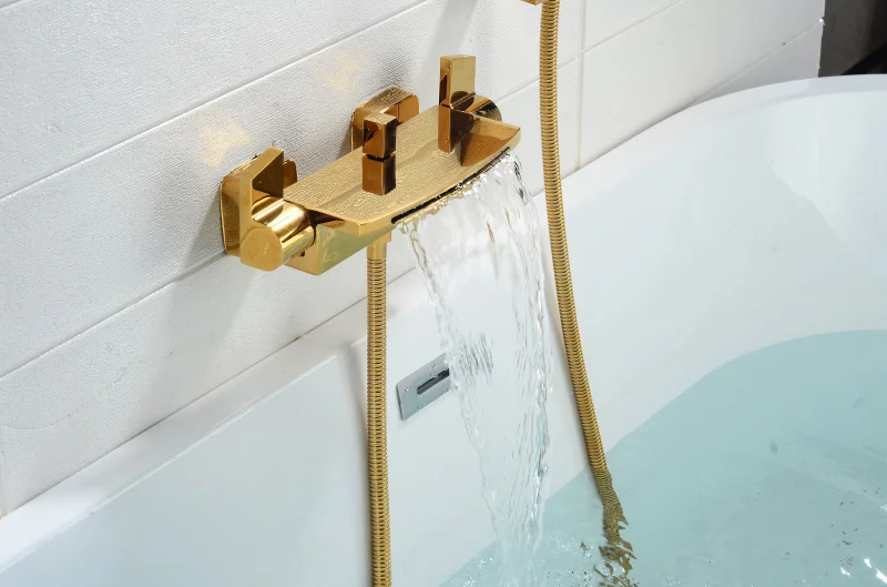 
gold plating yellow color copper Bath shower mixer 