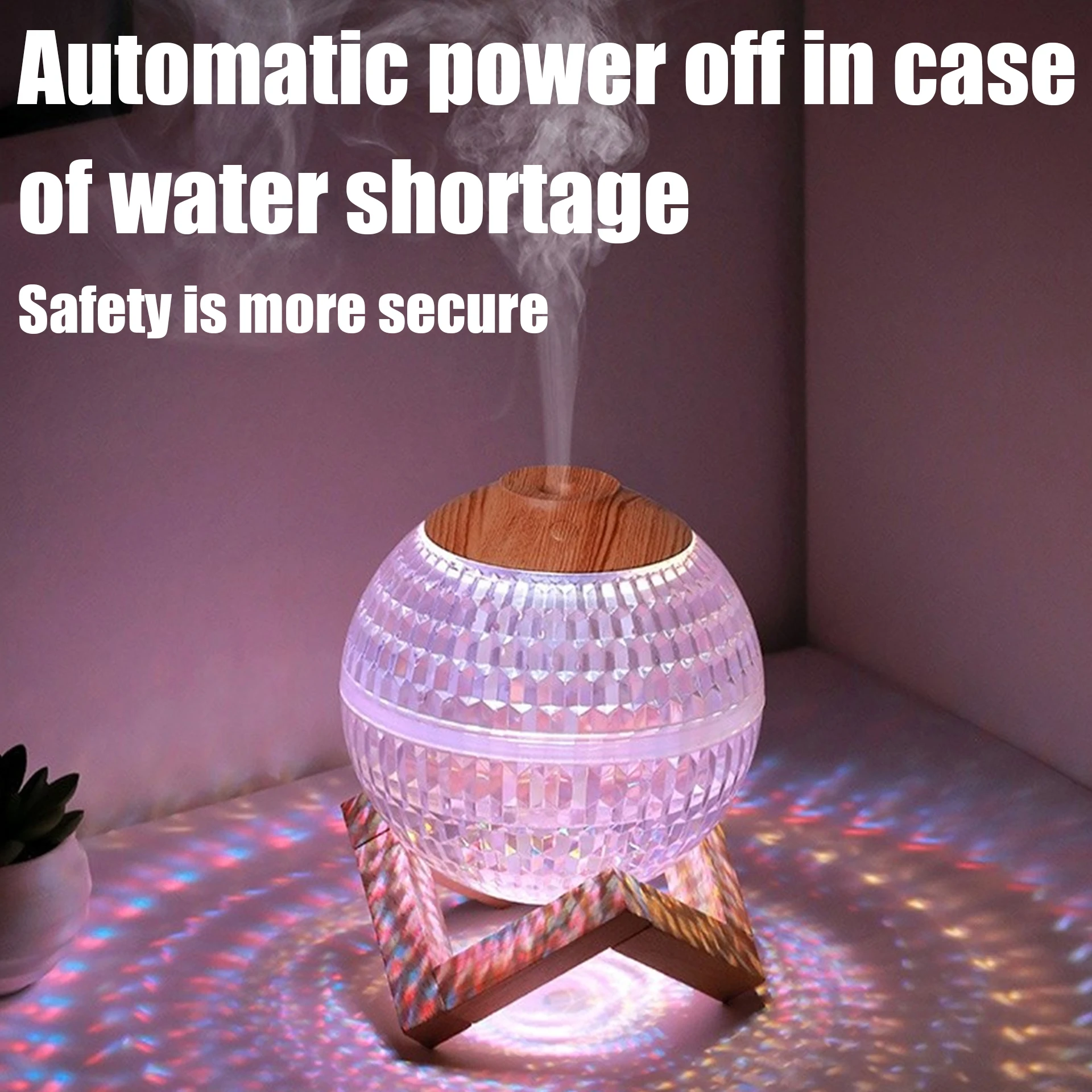 Custom gift  portable crystal ball ultrasonic humidifier 7 color LED lights USB plug-in water mist aromatherapy humidifier