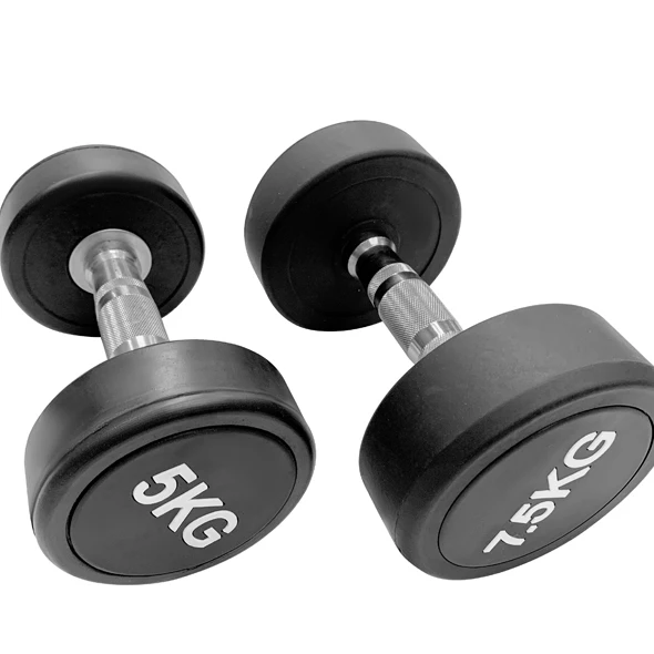 Professional 10kg Pu Coated Dumbbell Set Factory Wholesale Direct Sales round Head Rubberized Dumbbells