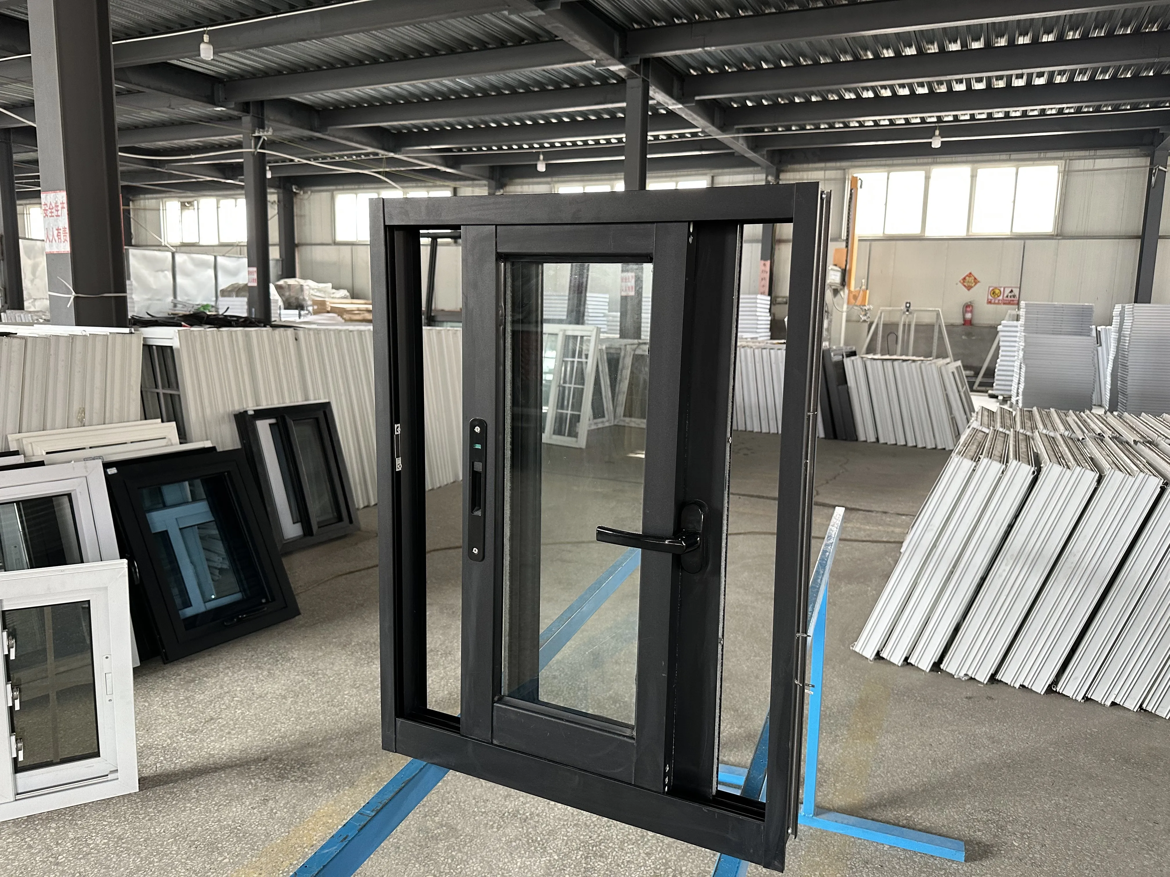 Remote Controlled Motorized Vertical Anti-theft Sliding Guillotine Aluminum Window White Grill window  For Glass Balcony