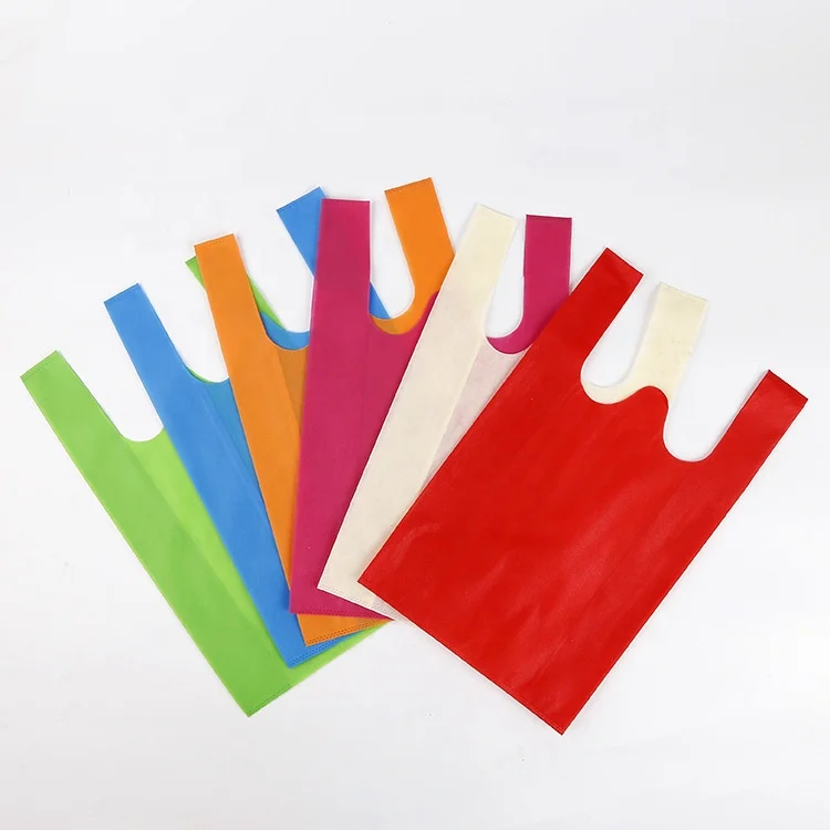 various colors   non woven carry out t shirt bags for grocery shopping