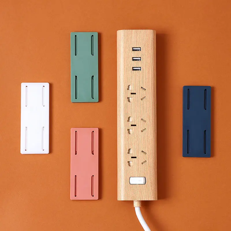Self-Adhesive Power Strip Holder wall mount power strip surge protector Punch Free Plug-in Wall Socket Sticker Fixer