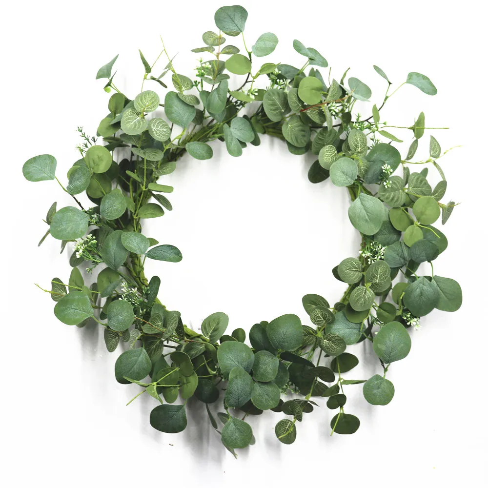 Door decoration winter eucalyptus leaves wreath artificial eucalyptus plant eucalyptus wreath