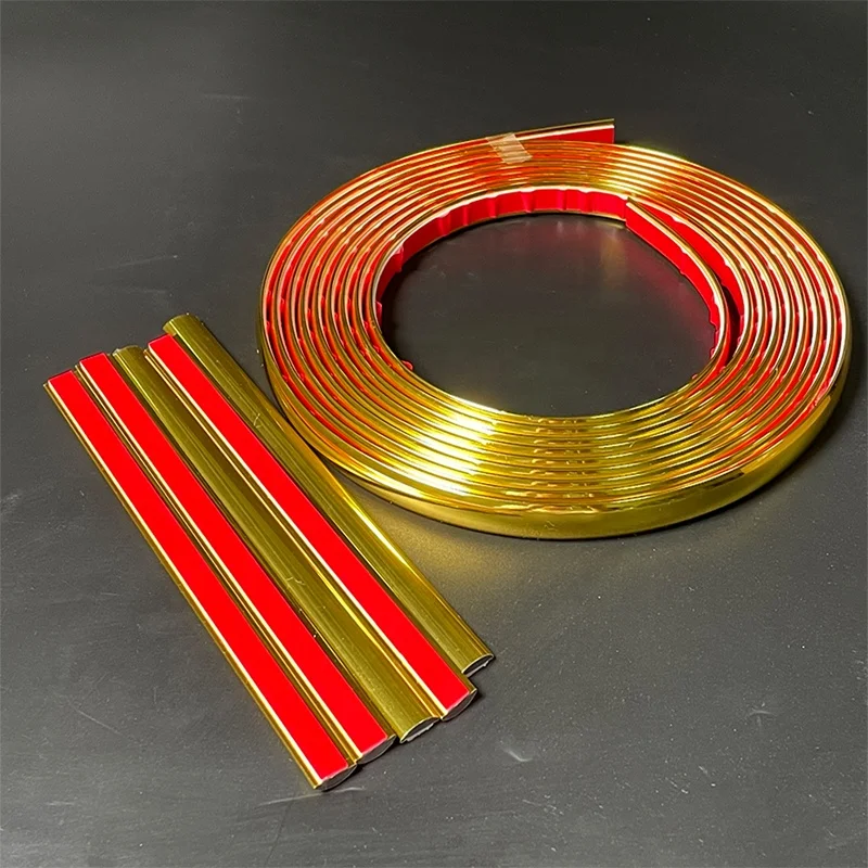 Широкие хромированные серебристые и золотистые отражатели, клейкие полосы из ПВХ для украшения мебели