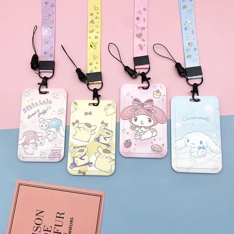 Twin Star Melody Cat Purin Dog Cartoon Lovely Student Name Tag Cards Drop-Proof PVC Shell Full-Cover Portable Lanyards Wholesale