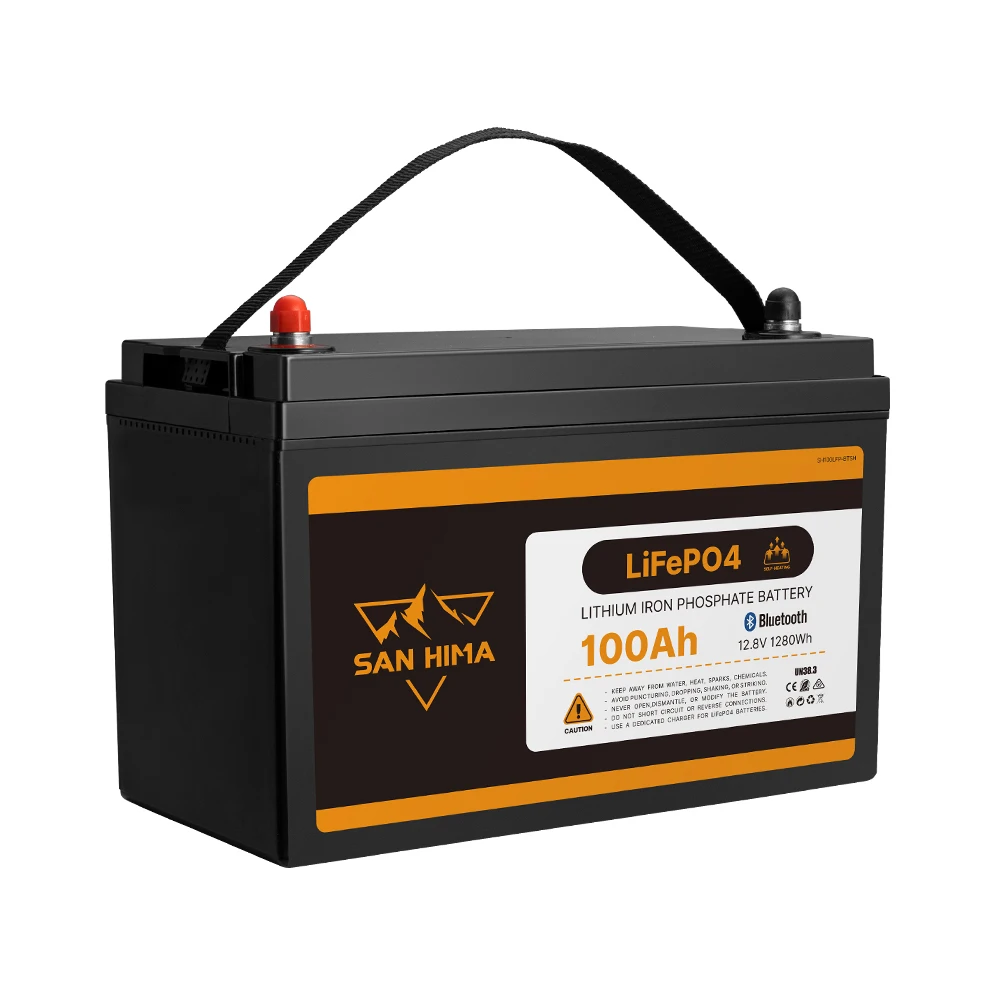 SAN HIMA Automatic Self-heating Blue-tooth Wireless Control 12V 100AH 200AH LiFePO4 Lithium Iron Battery In-built Smart BMS