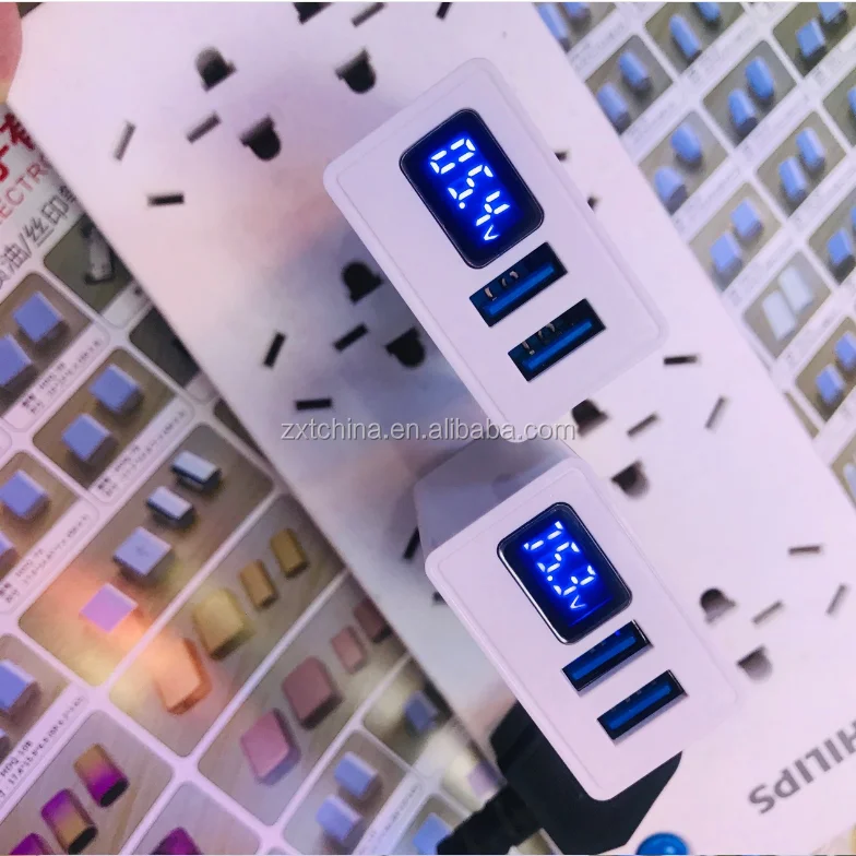 
good price 2 USB ports Charger LED Display EU/US /UK Plug Smart Fast Charging Mobile Wall travel Charger for mobile phones 