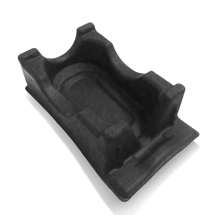 cosmetic Paper pulp products dry press mould molded pulp tray moulding pulp packaging black molded fiber tray