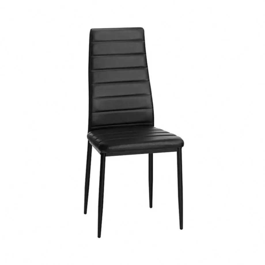 Dining Room Furniture Stacking Cheap Modern Black PU Leather Cover Metal Legs Dining Chairs