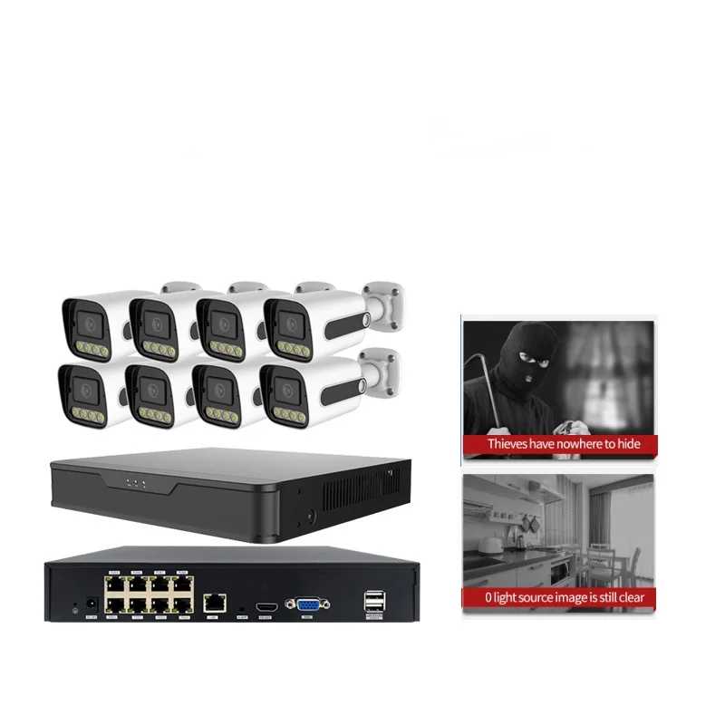 5mp 8ch dual light source POE KITS IP cctv camera system POE Nvr Audio Record Kits