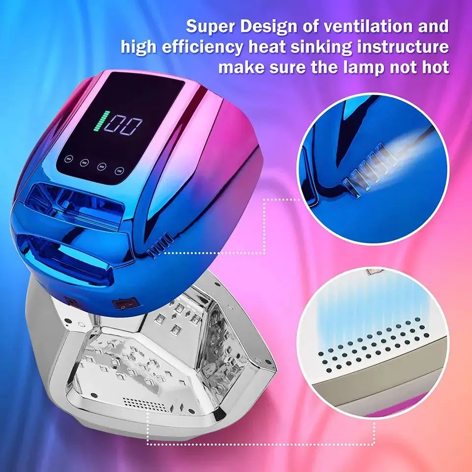 96W UV LED Portable Cordless UV Light for Nail dryer manicure lamp with Removable Stainless Steel Bottom