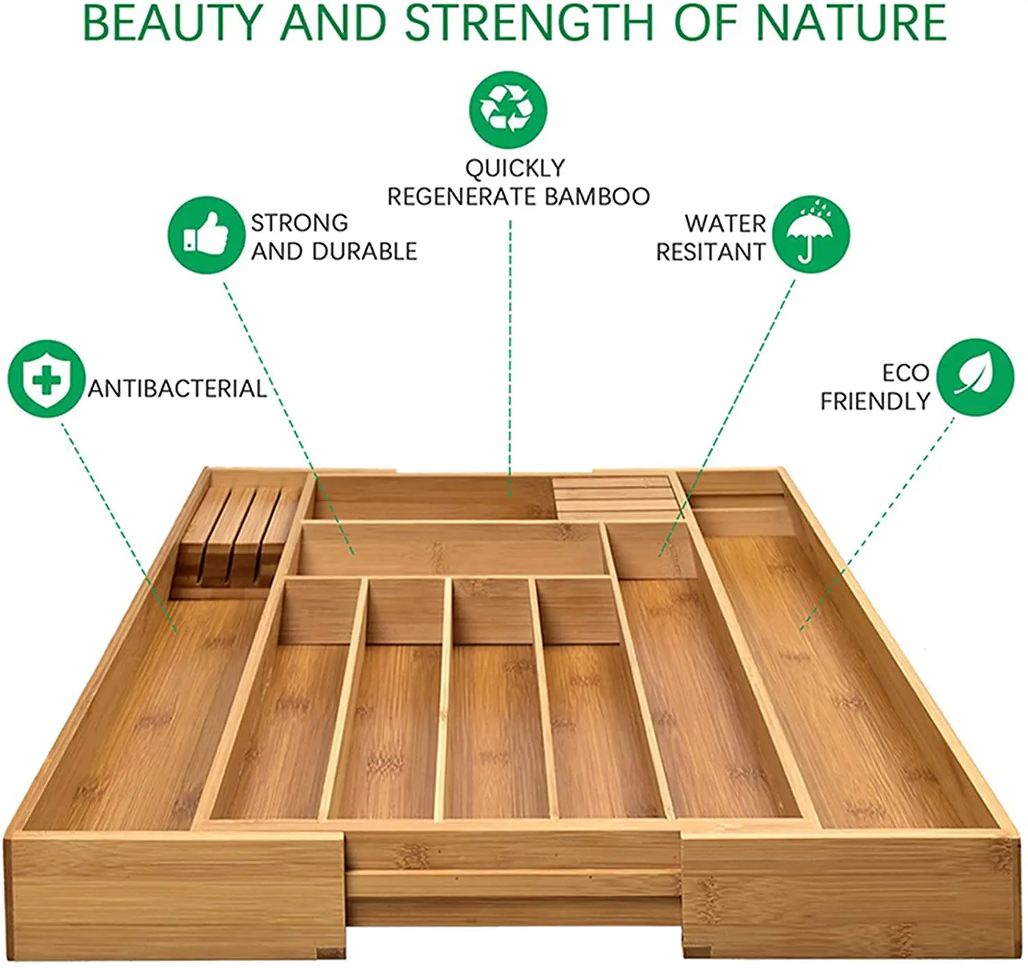 Wholesale Bamboo Expandable Cutlery Drawer Organizer Utensil Organizer For Kitchen