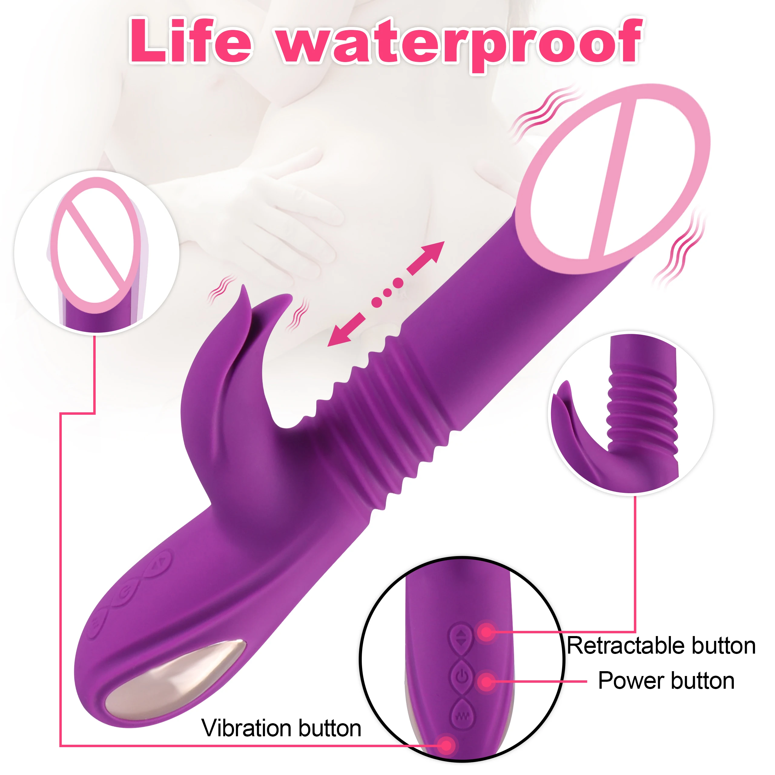 Hot Selling Stretch Vibrator Dildo  Clitoris Sucker Clitoral Stimulator Telescopic Sucking Vibrator G Spot Adult Sex Toys