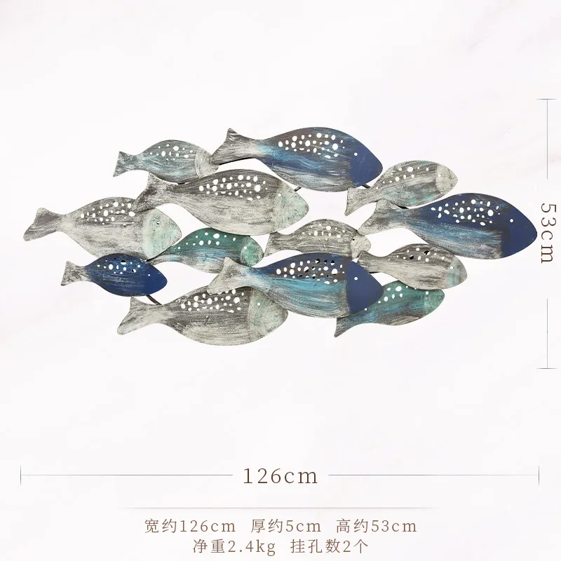 School of Fish Modern Metal Wall Art for home living room wall decoration interior designs