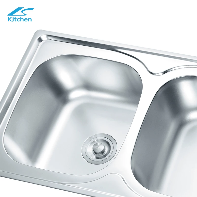 LS-8050 Layon or Inset Edge above counter 800x500 Kitchensinks Equal Double Bowl Sink Kichen Middle Aisa Africa European Popular