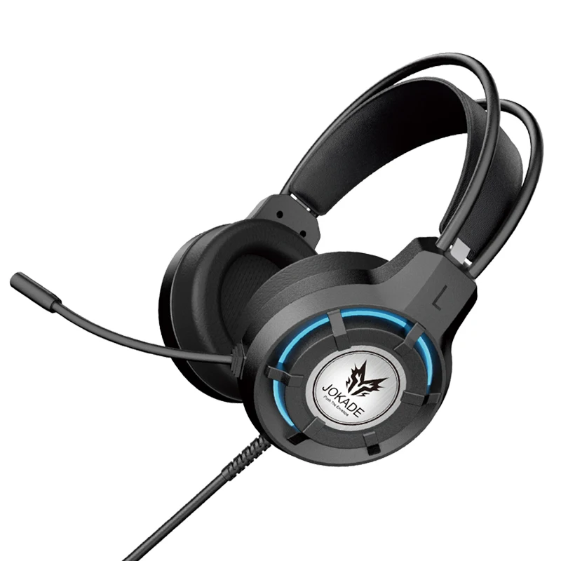 JOKADE JD053 Competitive Gaming Headset 2M Wired Headphones USB+3.5MM Dual Plug Three-Color Cool LED Cold Light Earphone