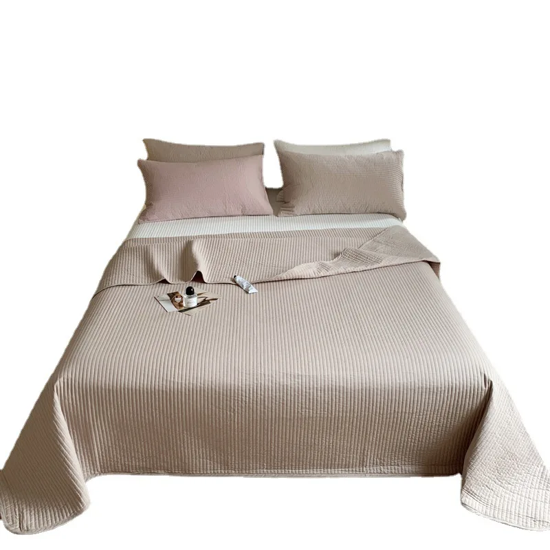 Four Seasons simple quilted cotton washed cotton bed cover three-piece set of pure cotton single cover blanket thickened bed