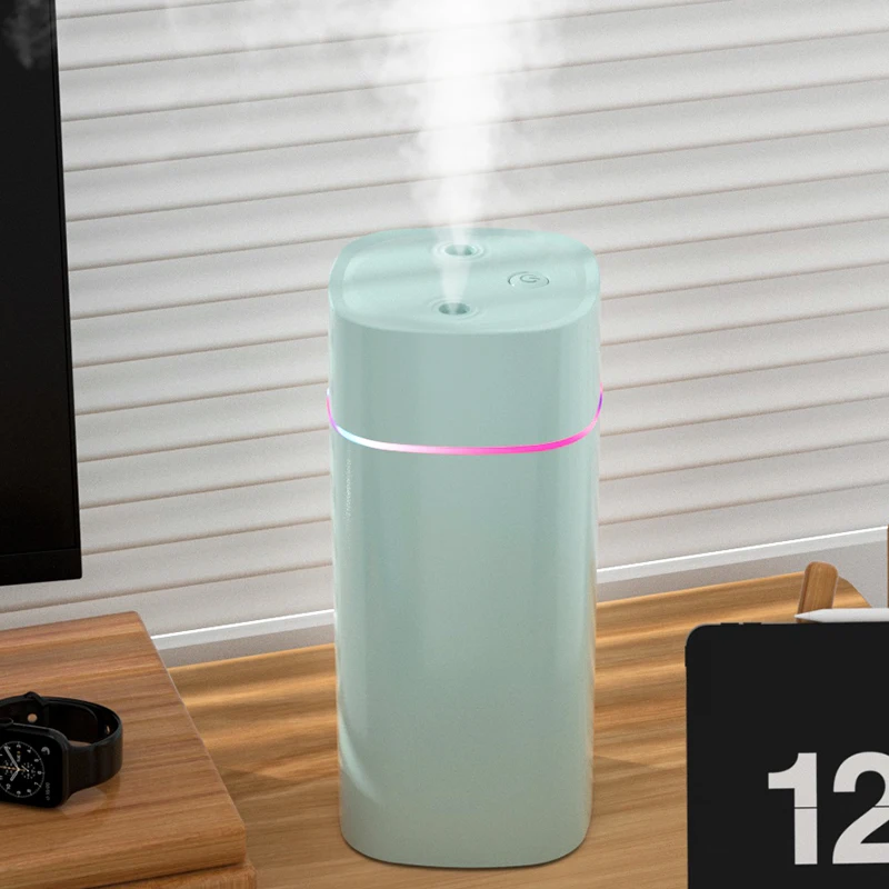 600ml dual mist double Spray humidifiers USB mini portable tabletop Cool Mist Noise home car diffuser with 7 LED color light