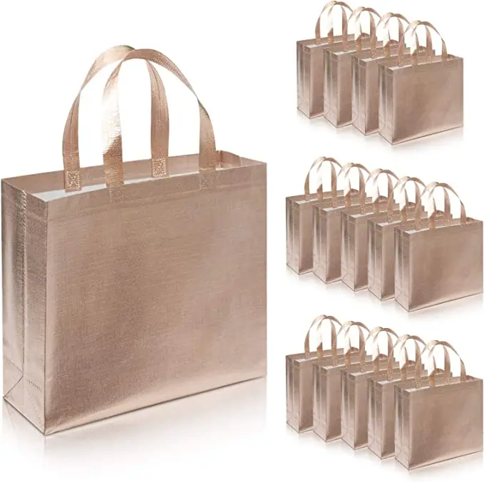 Custom Shopping Gold Non Woven Bag Large Capacity Gift Shopping Grocery Bag