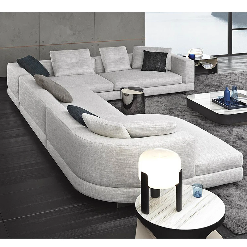 Grey Long Couch Sectional Sofa Luxury Classic European Sofa Set