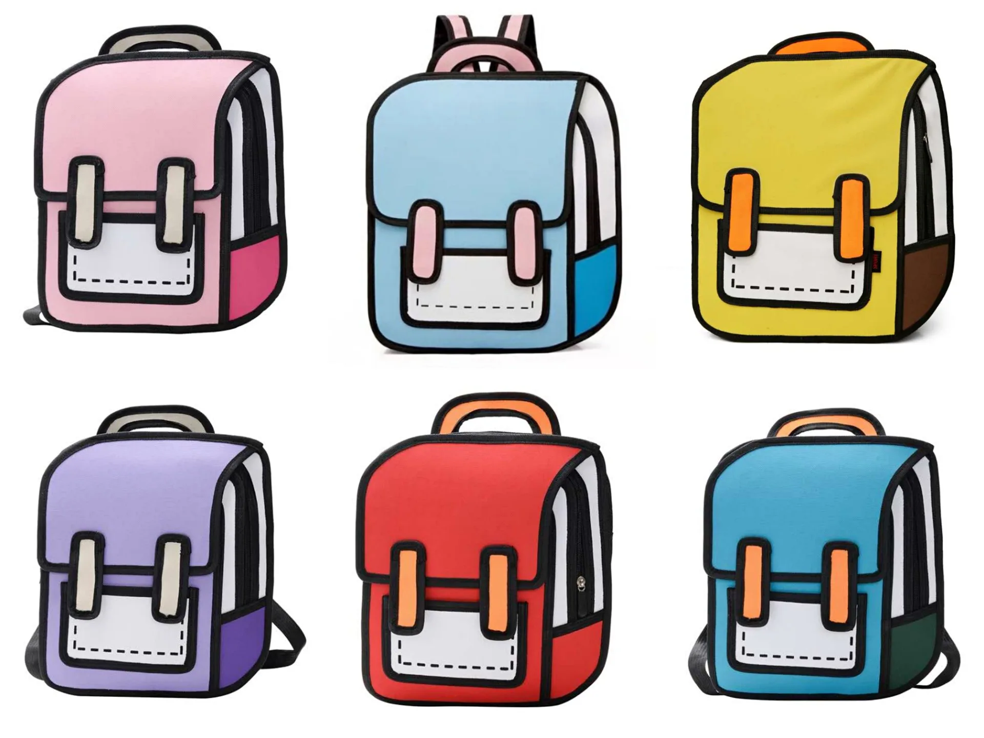 Multi-Function Student Backpack Kids Schoolbag 3D Bag Cartoon Bags 2D Backpack