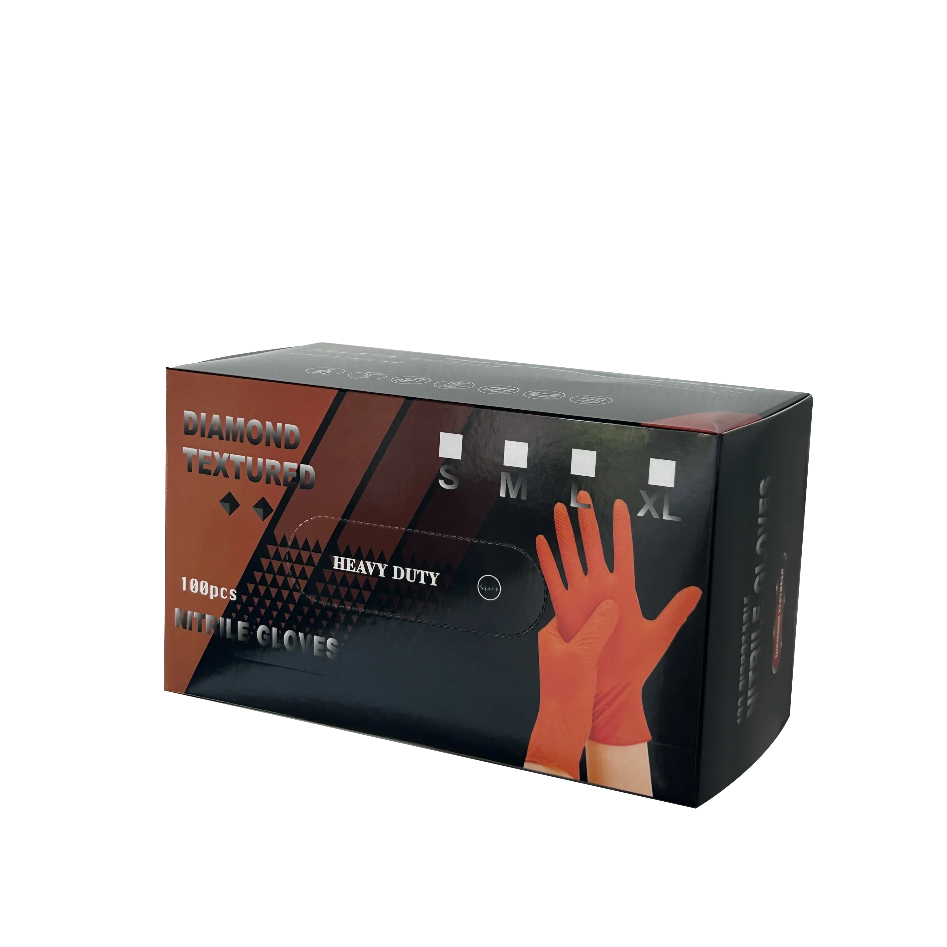 10mil 12mil black orange automobile industrial nitrile mechanic gloves car repair use full textured heavy duty mechanical gloves