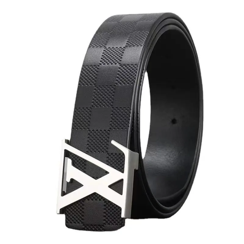 Belt Manufacturer Width Solid Brass Brushed L Letter Cow Leather Screw Removable Beaded Western Buckle Belt For Men