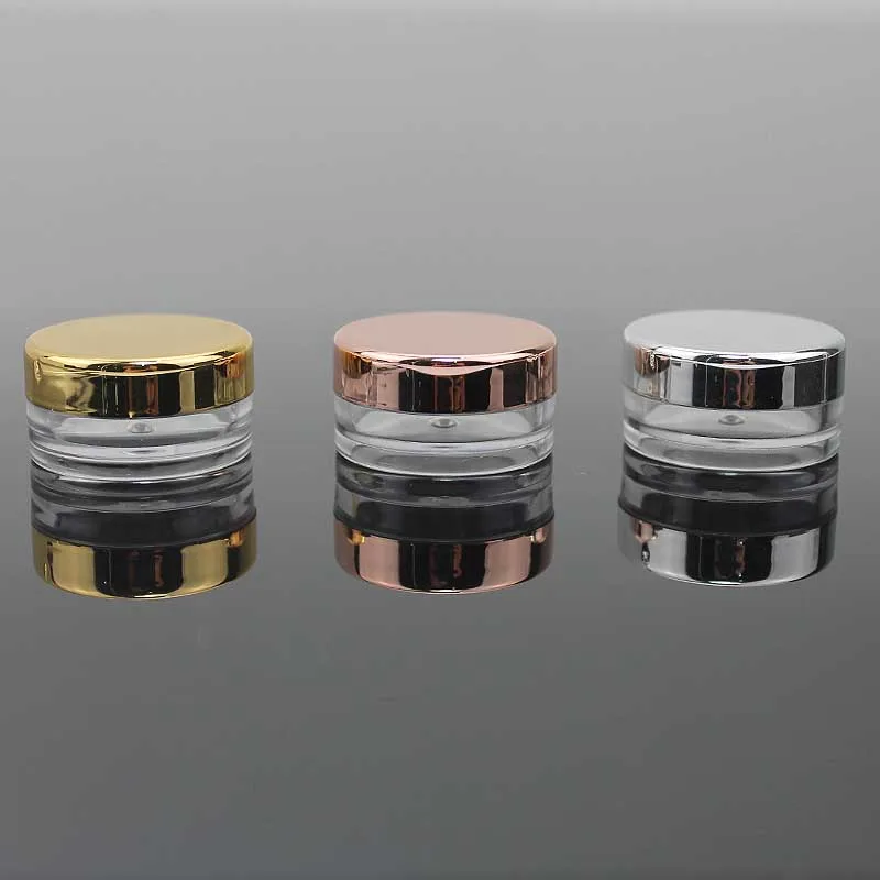 3g Empty Small Cosmetic Sample Pot Clear Nail Powder Jars Plastic Eye shadow Pot with UV Lid