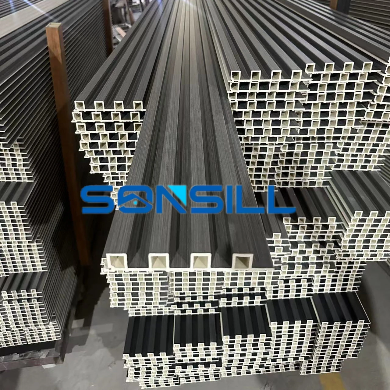 Groove house siding wpc wall panel wood plastic composite panel interior fluted wall slats wooden texture wall panel