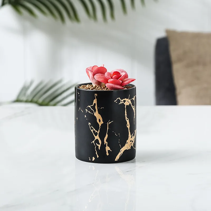 
Ceramic Candle Jar with Marble Prints 