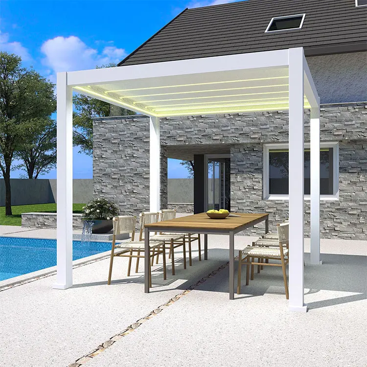 Wholesale Price Outdoor Pavilion Modern Motorized Gazebo Bioclimatic Aluminum Pergola Garden Greenhouse Kit