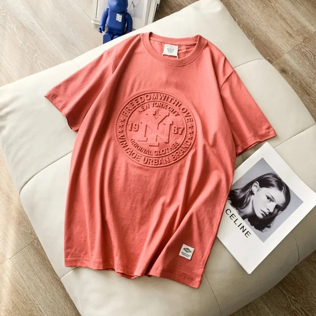 Wholesale Cheap price 3d embossed printing t shirt 100% cotton oversize heavy custom embossed t-shirts