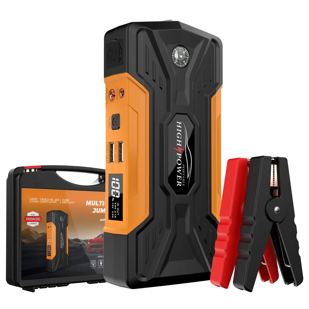 Car Jump Starter 99800mAh 1000A Peak Current Jump Start with Flashlight jump pack Safety Cables with USB Quick Charging