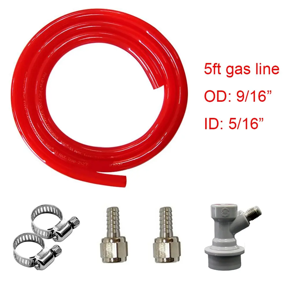 PVC line plastic 3 feet 5 feet beer hose tube gas line with tap and ball lock keg disconnect