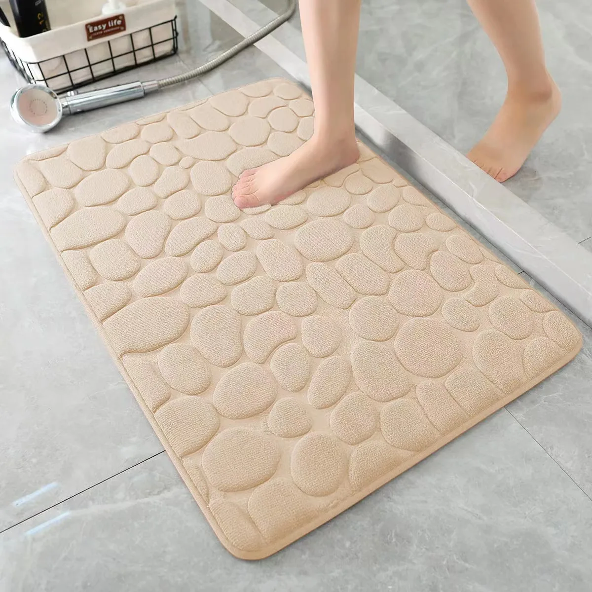 Cobblestone coral velvet doormat toilet absorbent foot mats home decoration  floor mat