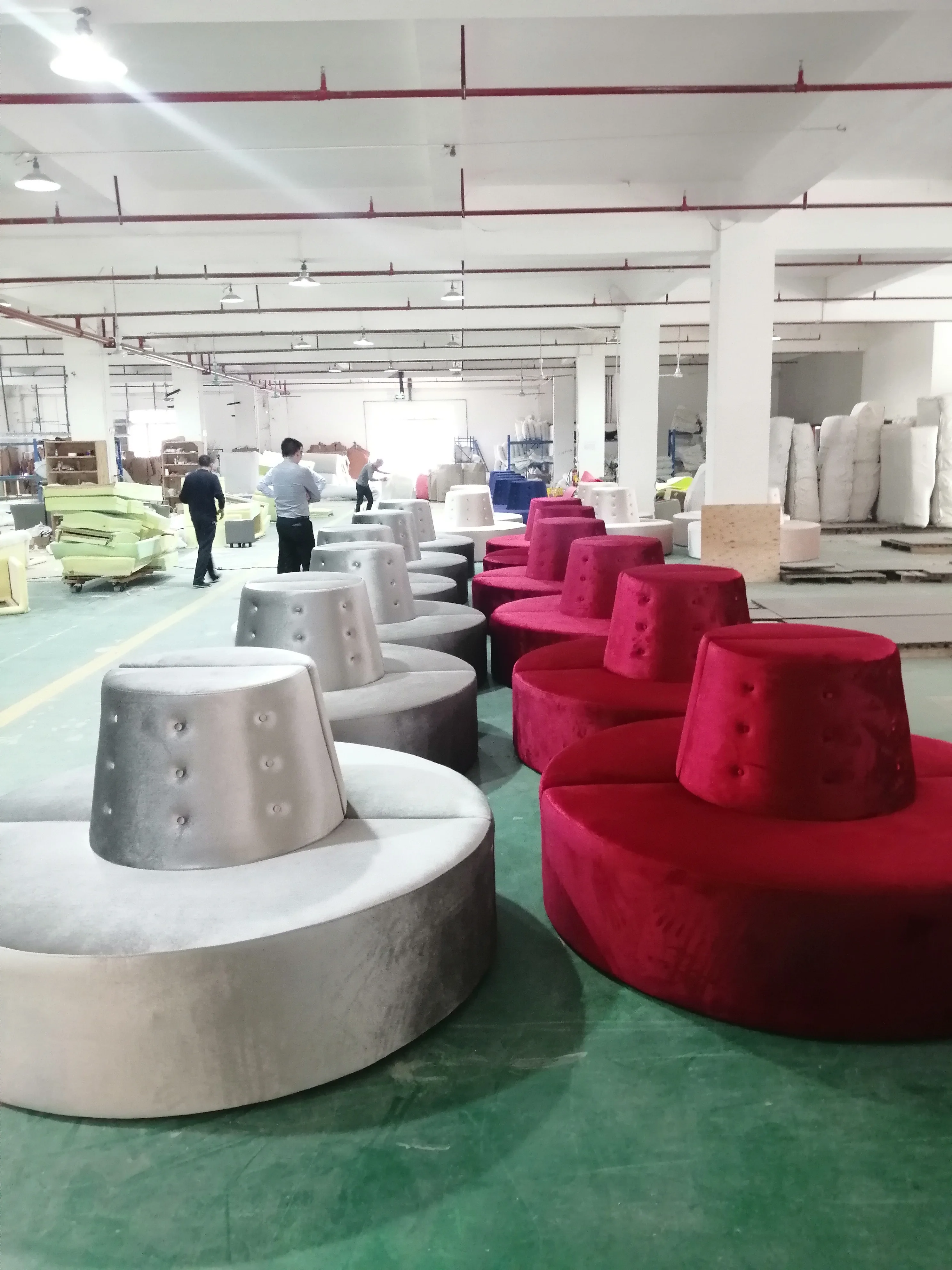 Velvet round waiting circular sofa for reception hotel lobby office sectional sofa