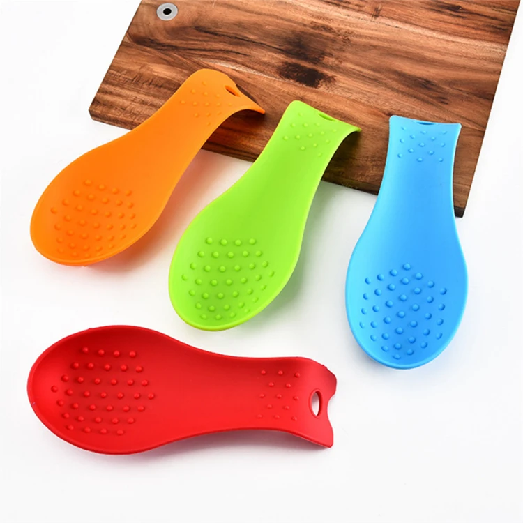 Various colors kitchen large utensil white silicone lid and spoon rests accessories multiple utensils spoon holder