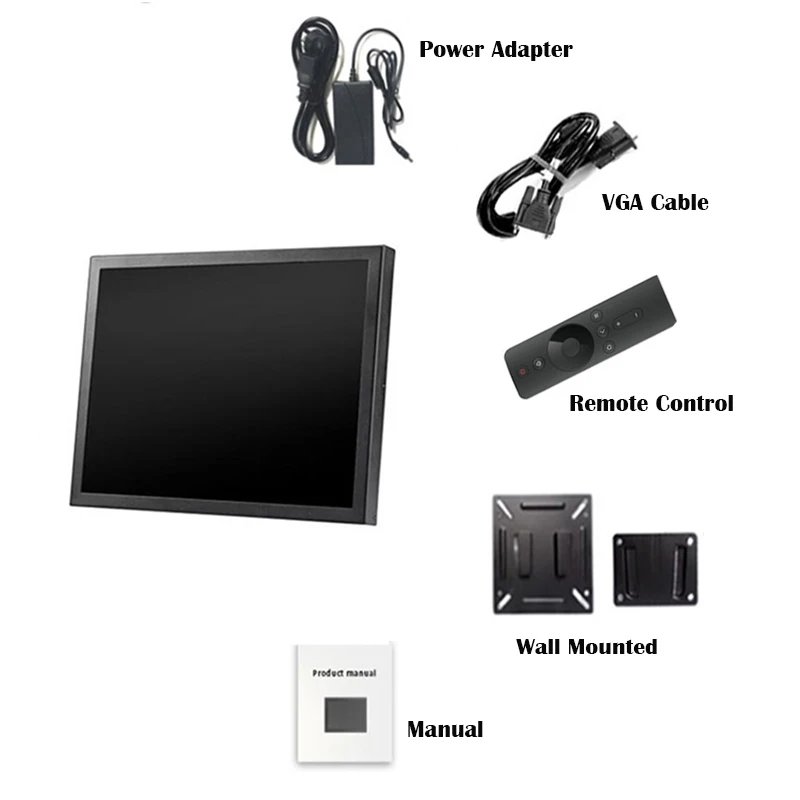 ZHIXIANDA Metal Case  Wall Mounted  D-Sub  15 Inch  Industrial Open Frame LCD  Monitor