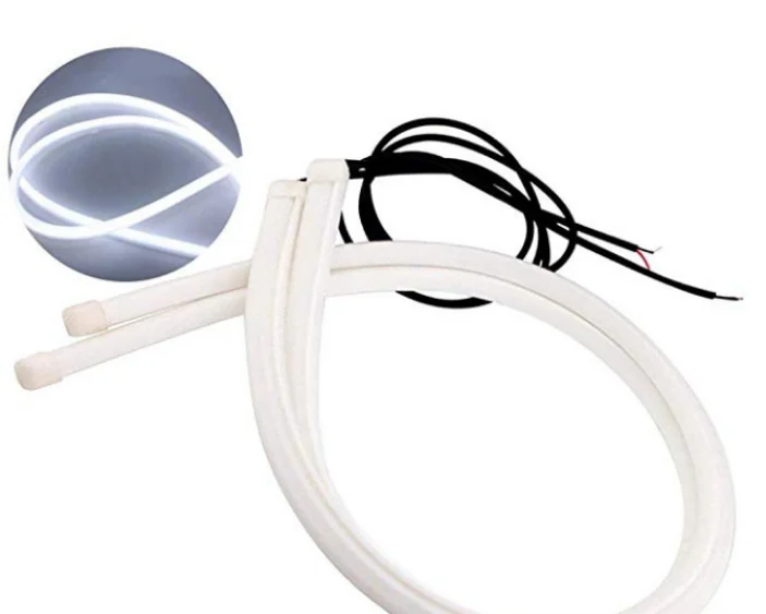 
Factory direct car led tear eye light light guide bar 60CM soft light bar dual color turn signal 30 45cm silicone strip 