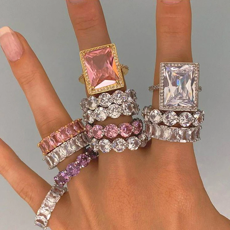 fashion women jewelry wedding engagement Big diamond ring