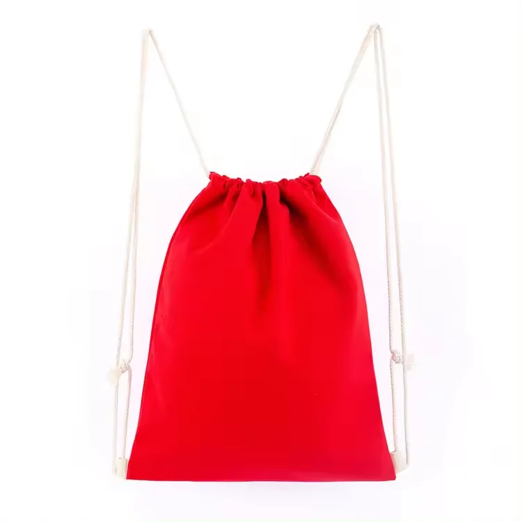 Durable Reusable Cotton Canvas Backpack Drawstring Tote Bag For Diy Crafts School Promotion Heat Transfer Printing Advertising