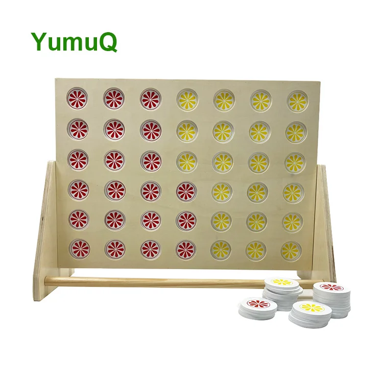 YumuQ High Quality  Garden Games Wooden Giant Connect Four 4 In A Row Small Size Easy Carry