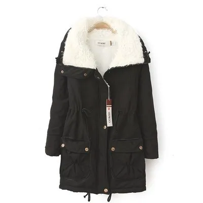 Woman fur liner cotton jacket plus size puffer coat  cotton jacket thick warm padded coat windbreaker parka jacket