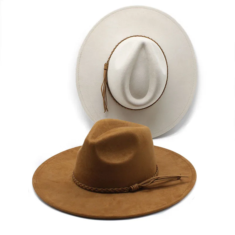 JAKIJAYI High Brand Quality Classic Men cowboy Hat Unisex western cowboy hat hard flat wide brim felt panama hats custom