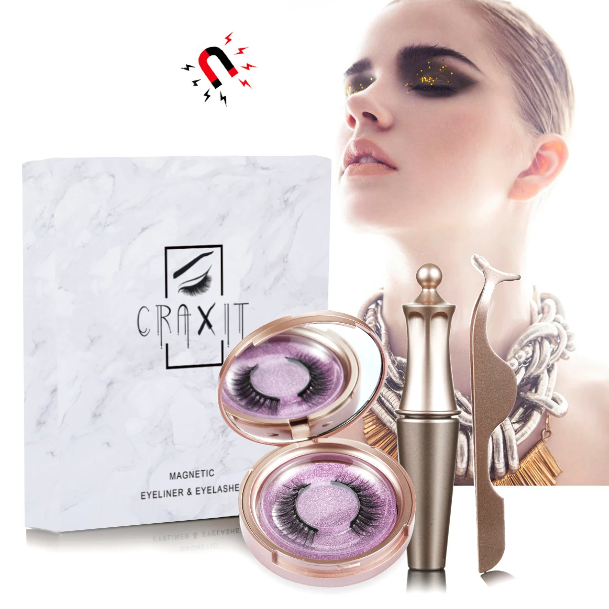 
Magnetic eyelashes and eyeliner set magnetic eyeliner eyelash suit magnetic faux mink eyelashes lashes eyeliner 