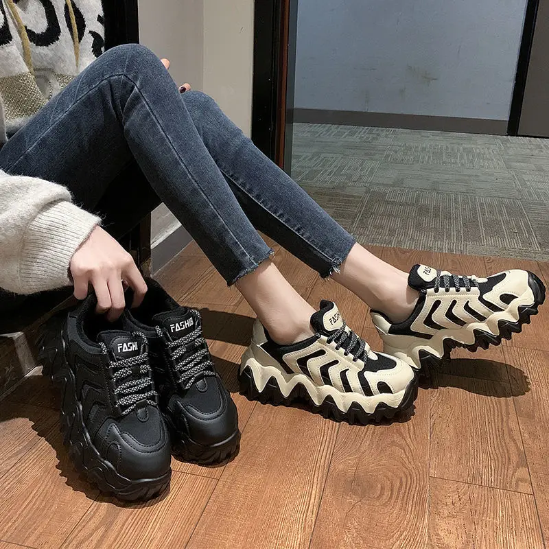 Fashion Women Sneakers Comfortable Breathable Trend Fashion Ladies Platform  All-match Lace-Up Running Shoes Women vulcanized