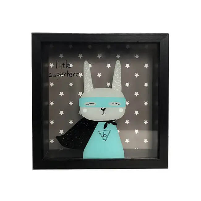 Wooden shadow money box 25x25cm with coin slot